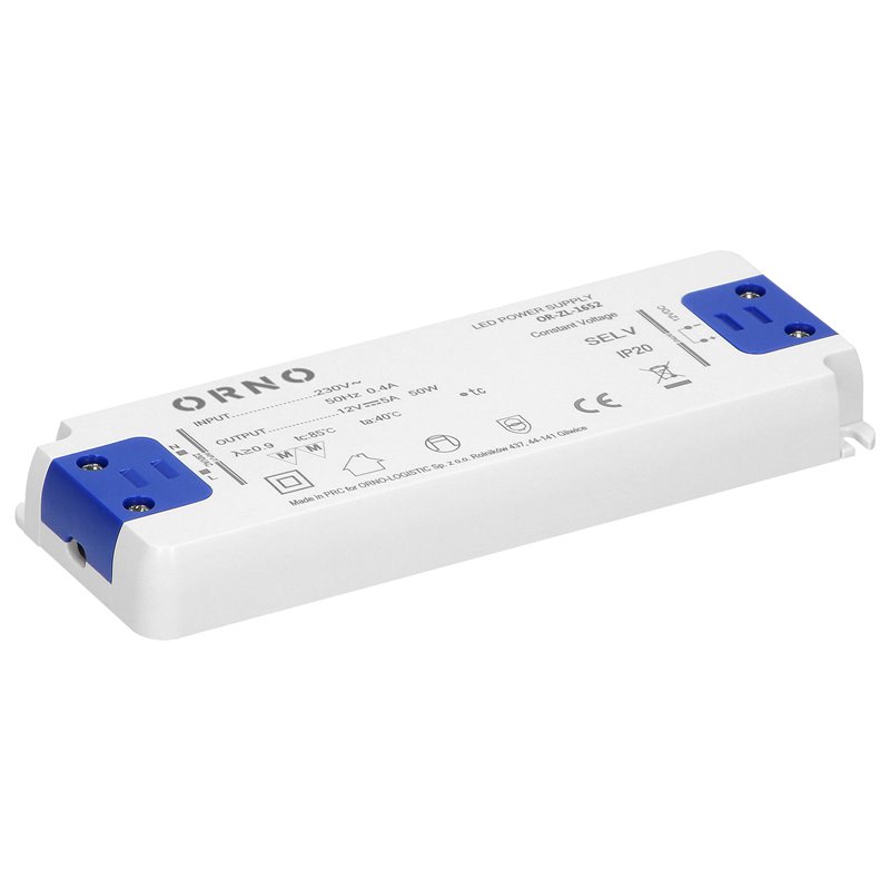 ZASILACZ PŁASKI DO LED 12VDC 50W, IP20 WYSOKOŚĆ 18MM ORNO ZASILACZ PŁASKI DO LED 12VDC 50W, IP20 WYSOKOŚĆ 18MM ORNO