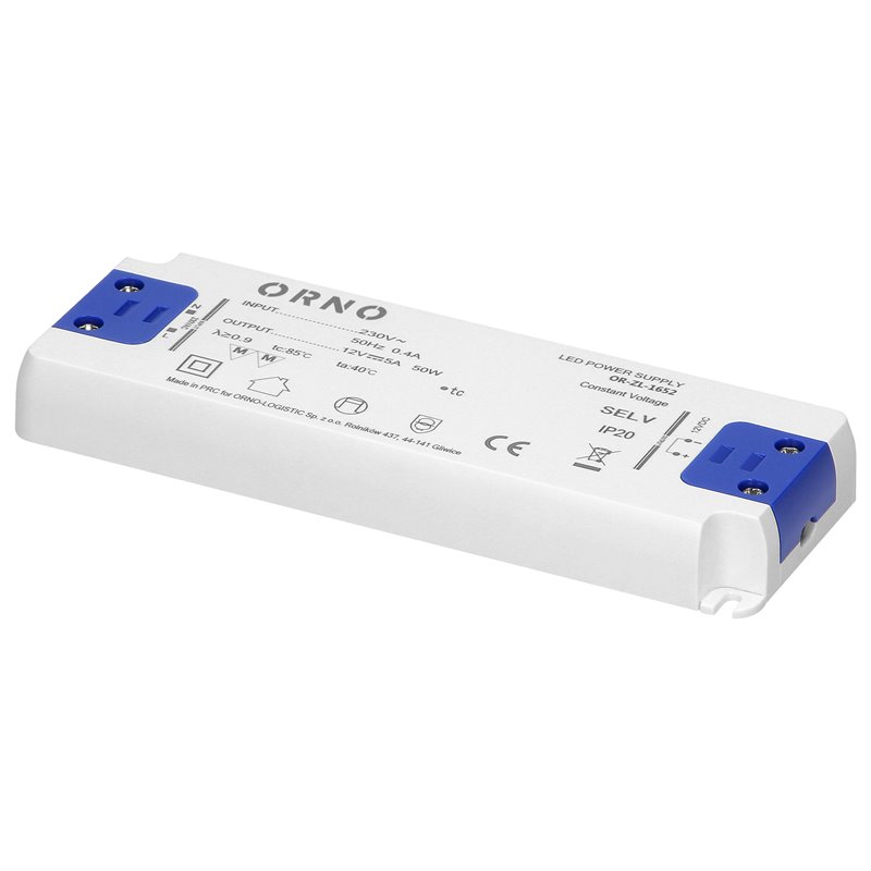 ZASILACZ PŁASKI DO LED 12VDC 50W, IP20 WYSOKOŚĆ 18MM ORNO ZASILACZ PŁASKI DO LED 12VDC 50W, IP20 WYSOKOŚĆ 18MM ORNO