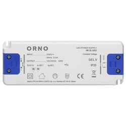 ZASILACZ PŁASKI DO LED 12VDC 50W, IP20 WYSOKOŚĆ 18MM ORNO ZASILACZ PŁASKI DO LED 12VDC 50W, IP20 WYSOKOŚĆ 18MM ORNO