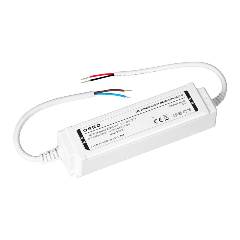 ZASILACZ LED, HERMETYCZNY, 24V, 100W, IP67, PLASTIKOWA OBUDOWA ORNO ZASILACZ LED, HERMETYCZNY, 24V, 100W, IP67, PLASTIKOWA OBUDOWA ORNO