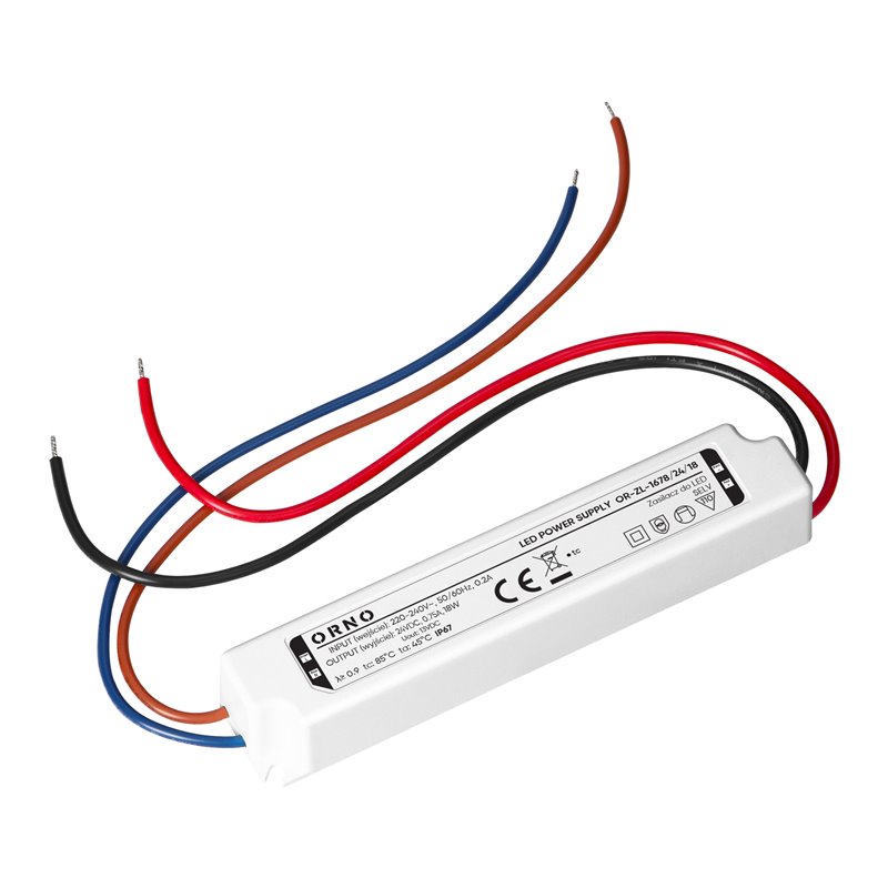 ZASILACZ LED, IP67, HERMETYCZNY, 24V, 18W, PLASTIKOWA OBUDOWA ORNO ZASILACZ LED, IP67, HERMETYCZNY, 24V, 18W, PLASTIKOWA OBUDOWA ORNO