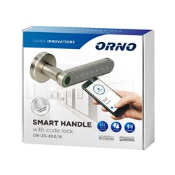 KLAMKA SZYFROWA Z KLAWIATURĄ DOTYKOWĄ I FUNKCJĄ SMART - CZYTNIK LINII PAPILARNYCH, BLUETOOTH 4.0, NIKIEL ORNO KLAMKA SZYFROWA Z KLAWIATURĄ DOTYKOWĄ I FUNKCJĄ SMART - CZYTNIK LINII PAPILARNYCH, BLUETOOTH 4.0, NIKIEL ORNO