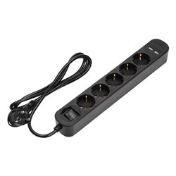 LISTWA PRZECIWPRZEPIĘCIOWA, 5 GNIAZD 2P+Z (SCHUKO), KABEL 3X1,5MM2, DŁUGOŚĆ 1,5M, Z WYŁĄCZNIKIEM PODŚWIETLANYM DWUTOROWYM, 16A, LISTWA PRZECIWPRZEPIĘCIOWA, 5 GNIAZD 2P+Z (SCHUKO), KABEL 3X1,5MM2, DŁUGOŚĆ 1,5M, Z WYŁĄCZNIKIEM PODŚWIETLANYM DWUTOROWYM, 16A,