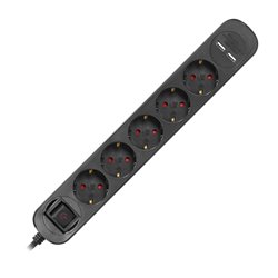 LISTWA PRZECIWPRZEPIĘCIOWA, 5 GNIAZD 2P+Z (SCHUKO), KABEL 3X1,5MM2, DŁUGOŚĆ 1,5M, Z WYŁĄCZNIKIEM PODŚWIETLANYM DWUTOROWYM, 16A, LISTWA PRZECIWPRZEPIĘCIOWA, 5 GNIAZD 2P+Z (SCHUKO), KABEL 3X1,5MM2, DŁUGOŚĆ 1,5M, Z WYŁĄCZNIKIEM PODŚWIETLANYM DWUTOROWYM, 16A,