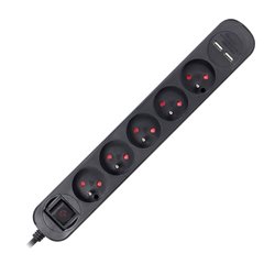 LISTWA PRZECIWPRZEPIĘCIOWA, 5 GNIAZD 2P+Z (FRENCH), KABEL 3X1,5MM2, DŁUGOŚĆ 1,5M, Z WYŁĄCZNIKIEM PODŚWIETLANYM DWUTOROWYM, 16A, LISTWA PRZECIWPRZEPIĘCIOWA, 5 GNIAZD 2P+Z (FRENCH), KABEL 3X1,5MM2, DŁUGOŚĆ 1,5M, Z WYŁĄCZNIKIEM PODŚWIETLANYM DWUTOROWYM, 16A,
