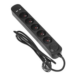 LISTWA PRZECIWPRZEPIĘCIOWA, 5 GNIAZD 2P+Z, KABEL 1,5M, Z PRZYCISKIEM PODŚWIETLANYM DWUTOROWYM, OCHRONNIKIEM PRZECIWPRZEPIĘCIOWYM LISTWA PRZECIWPRZEPIĘCIOWA, 5 GNIAZD 2P+Z, KABEL 1,5M, Z PRZYCISKIEM PODŚWIETLANYM DWUTOROWYM, OCHRONNIKIEM PRZECIWPRZEPIĘCIOWYM