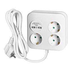 KWADRATOWA LISTWA ZASILAJĄCA Z ŁADOWARKĄ USB 3X2P+Z (SCHUKO), 2XUSB-A, KABEL 3X1,5MM2, 1,4M ORNO KWADRATOWA LISTWA ZASILAJĄCA Z ŁADOWARKĄ USB 3X2P+Z (SCHUKO), 2XUSB-A, KABEL 3X1,5MM2, 1,4M ORNO