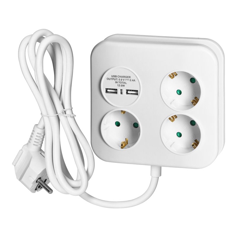 KWADRATOWA LISTWA ZASILAJĄCA Z ŁADOWARKĄ USB 3X2P+Z (SCHUKO), 2XUSB-A, KABEL 3X1,5MM2, 1,4M ORNO KWADRATOWA LISTWA ZASILAJĄCA Z ŁADOWARKĄ USB 3X2P+Z (SCHUKO), 2XUSB-A, KABEL 3X1,5MM2, 1,4M ORNO