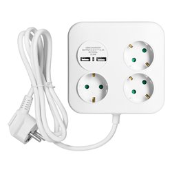 KWADRATOWA LISTWA ZASILAJĄCA Z ŁADOWARKĄ USB 3X2P+Z (SCHUKO), 2XUSB-A, KABEL 3X1,5MM2, 1,4M ORNO KWADRATOWA LISTWA ZASILAJĄCA Z ŁADOWARKĄ USB 3X2P+Z (SCHUKO), 2XUSB-A, KABEL 3X1,5MM2, 1,4M ORNO