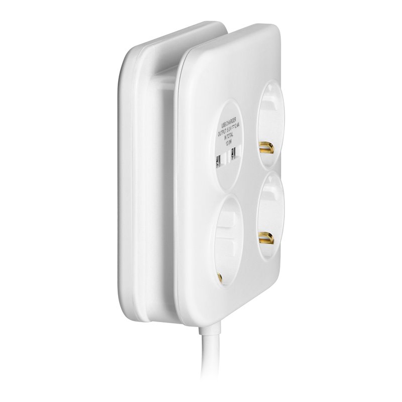KWADRATOWA LISTWA ZASILAJĄCA Z ŁADOWARKĄ USB 3X2P+Z (SCHUKO), 2XUSB-A, KABEL 3X1,5MM2, 1,4M ORNO KWADRATOWA LISTWA ZASILAJĄCA Z ŁADOWARKĄ USB 3X2P+Z (SCHUKO), 2XUSB-A, KABEL 3X1,5MM2, 1,4M ORNO