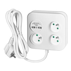 KWADRATOWA LISTWA ZASILAJĄCA Z ŁADOWARKĄ USB 3X2P+Z, 2XUSB-A, KABEL 3X1,0MM2, 1,4M ORNO KWADRATOWA LISTWA ZASILAJĄCA Z ŁADOWARKĄ USB 3X2P+Z, 2XUSB-A, KABEL 3X1,0MM2, 1,4M ORNO