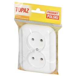 GNIAZDO PODWÓJNE P/T 2X2P 16A, 250V, TOPAZ, BIAŁY ORNO GNIAZDO PODWÓJNE P/T 2X2P 16A, 250V, TOPAZ, BIAŁY ORNO