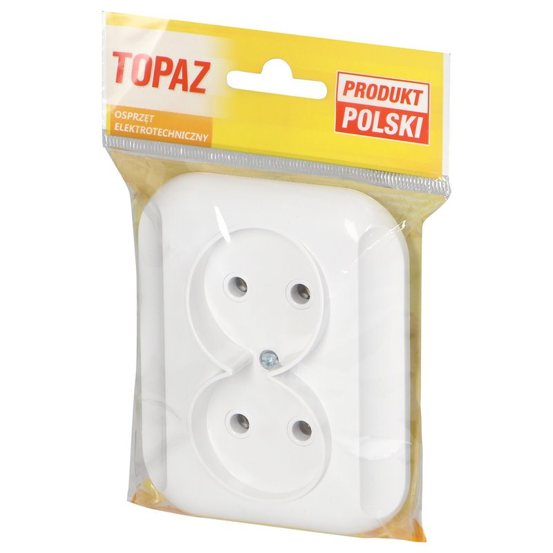 GNIAZDO PODWÓJNE P/T 2X2P 16A, 250V, TOPAZ, BIAŁY ORNO GNIAZDO PODWÓJNE P/T 2X2P 16A, 250V, TOPAZ, BIAŁY ORNO