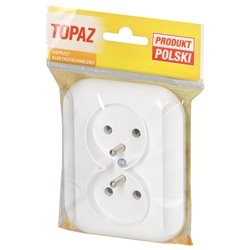 GNIAZDO PODWÓJNE P/T 2X2P+Z 16A, 250V, TOPAZ, BIAŁY ORNO GNIAZDO PODWÓJNE P/T 2X2P+Z 16A, 250V, TOPAZ, BIAŁY ORNO