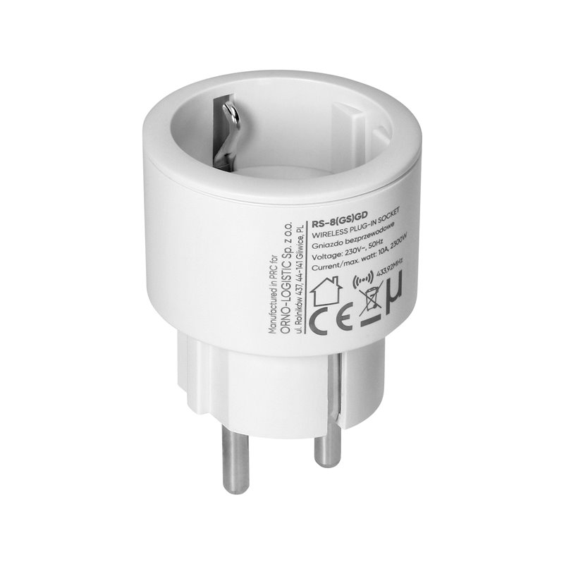 ZESTAW BEZPRZEWODOWYCH GNIAZD MINI SCHUKO, STEROWANYCH PILOTEM 1+1, 2300W ORNO ZESTAW BEZPRZEWODOWYCH GNIAZD MINI SCHUKO, STEROWANYCH PILOTEM 1+1, 2300W ORNO