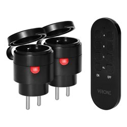 ZESTAW BEZPRZEWODOWYCH GNIAZD MINI, STEROWANYCH PILOTEM 2+1, 2300W, IP44 ORNO ZESTAW BEZPRZEWODOWYCH GNIAZD MINI, STEROWANYCH PILOTEM 2+1, 2300W, IP44 ORNO