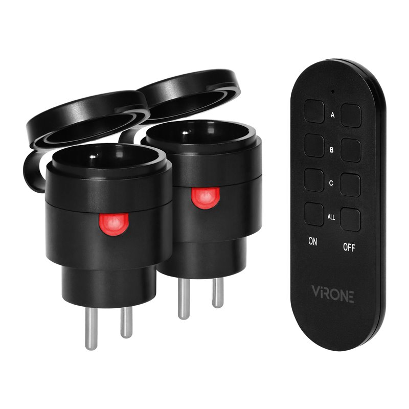 ZESTAW BEZPRZEWODOWYCH GNIAZD MINI SCHUKO, STEROWANYCH PILOTEM 2+1, 2300W, IP44 ORNO
