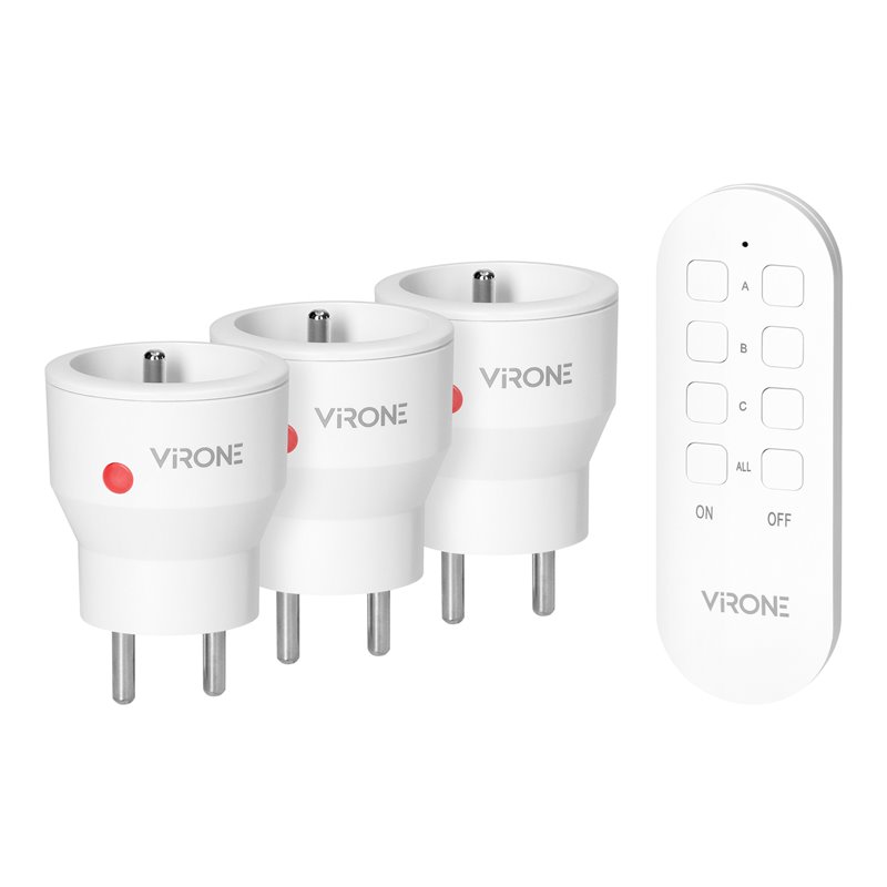ZESTAW BEZPRZEWODOWYCH GNIAZD MINI SCHUKO, STEROWANYCH PILOTEM 3+1, 2300W ORNO ZESTAW BEZPRZEWODOWYCH GNIAZD MINI SCHUKO, STEROWANYCH PILOTEM 3+1, 2300W ORNO
