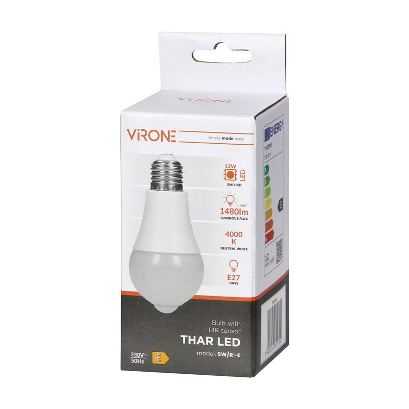 THAR LED 12W ŻARÓWKA Z CZUJNIKIEM RUCHU PIR 1150LM, 4000K ORNO THAR LED 12W ŻARÓWKA Z CZUJNIKIEM RUCHU PIR 1150LM, 4000K ORNO