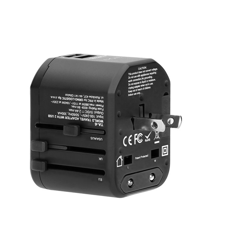 PODRÓŻNY ADAPTER DO GNIAZDEK GO WORLD USA/UK/EURO/AUS (USB 5V,2,4A) ORNO PODRÓŻNY ADAPTER DO GNIAZDEK GO WORLD USA/UK/EURO/AUS (USB 5V,2,4A) ORNO