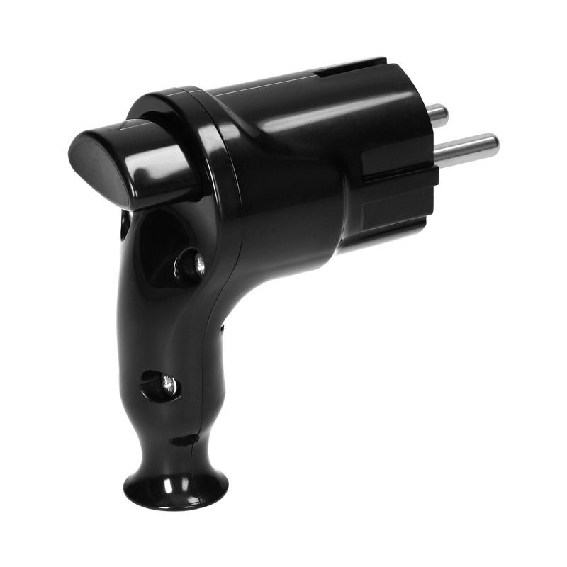 WTYCZKA KĄTOWA UNI-SCHUKO Z WYPYCHACZEM 16A/250V, CZARNA ORNO