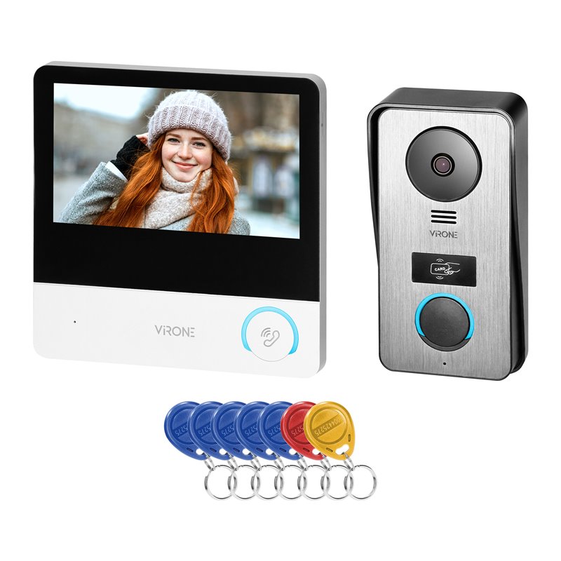 CETI FULL HD, ZESTAW WIDEODOMOFONOWY JEDNORODZINNY, 4-ŻYŁOWY, 7", EKRAN DOTYKOWY, FULL HD, RFID ORNO