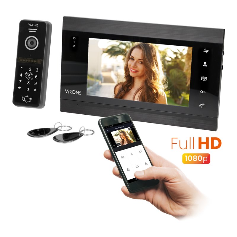 ZESTAW WIDEO DOMOFONOWY VIFIS FULL HD, BEZSŁUCHAWKOWY, MONITOR 7" LCD, MENU OSD, KAMERA FULL HD 1080P, Z SZYFRATOREM I CZYTNIKI ZESTAW WIDEO DOMOFONOWY VIFIS FULL HD, BEZSŁUCHAWKOWY, MONITOR 7" LCD, MENU OSD, KAMERA FULL HD 1080P, Z SZYFRATOREM I CZYTNIKI