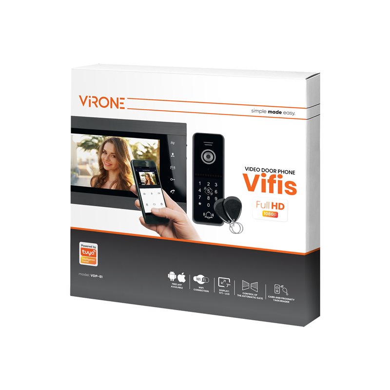 ZESTAW WIDEO DOMOFONOWY VIFIS FULL HD, BEZSŁUCHAWKOWY, MONITOR 7" LCD, MENU OSD, KAMERA FULL HD 1080P, Z SZYFRATOREM I CZYTNIKI ZESTAW WIDEO DOMOFONOWY VIFIS FULL HD, BEZSŁUCHAWKOWY, MONITOR 7" LCD, MENU OSD, KAMERA FULL HD 1080P, Z SZYFRATOREM I CZYTNIKI