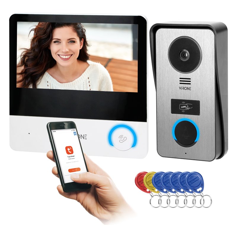 PAVONIS, ZESTAW WIDEODOMOFONOWY, 4-ŻYŁOWY, 7", WI-FI, EKRAN DOTYKOWY, FULL HD, RFID ORNO