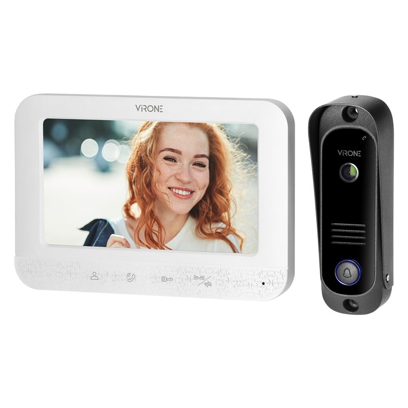ZESTAW WIDEODOMOFONOWY BEZSŁUCHAWKOWY, MONITOR 7" LCD, INTERKOM BIAŁY, SETAR ORNO
