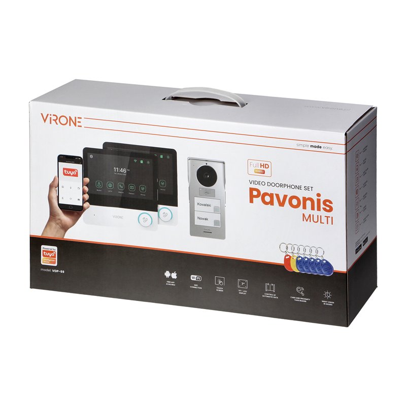 PAVONIS MULTI, ZESTAW WIDEODOMOFONOWY DWURODZINNY, 4-ŻYŁOWY, 7", WI-FI, EKRAN DOTYKOWY, FULL HD, RFID ORNO PAVONIS MULTI, ZESTAW WIDEODOMOFONOWY DWURODZINNY, 4-ŻYŁOWY, 7", WI-FI, EKRAN DOTYKOWY, FULL HD, RFID ORNO