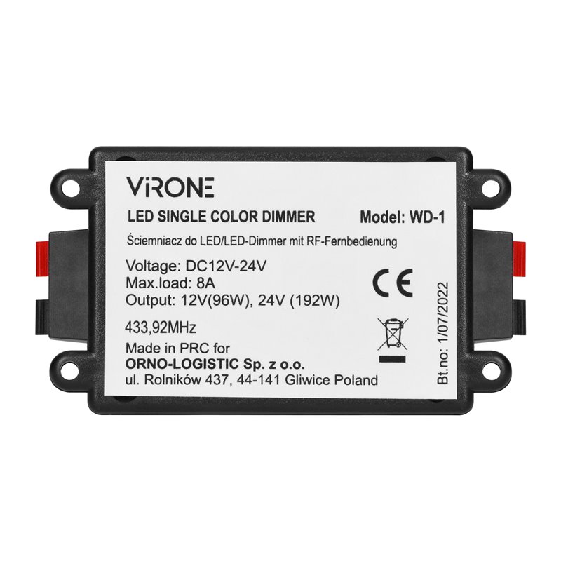 ŚCIEMNIACZ DO LED 12-24VDC RF Z PILOTEM ORNO ŚCIEMNIACZ DO LED 12-24VDC RF Z PILOTEM ORNO