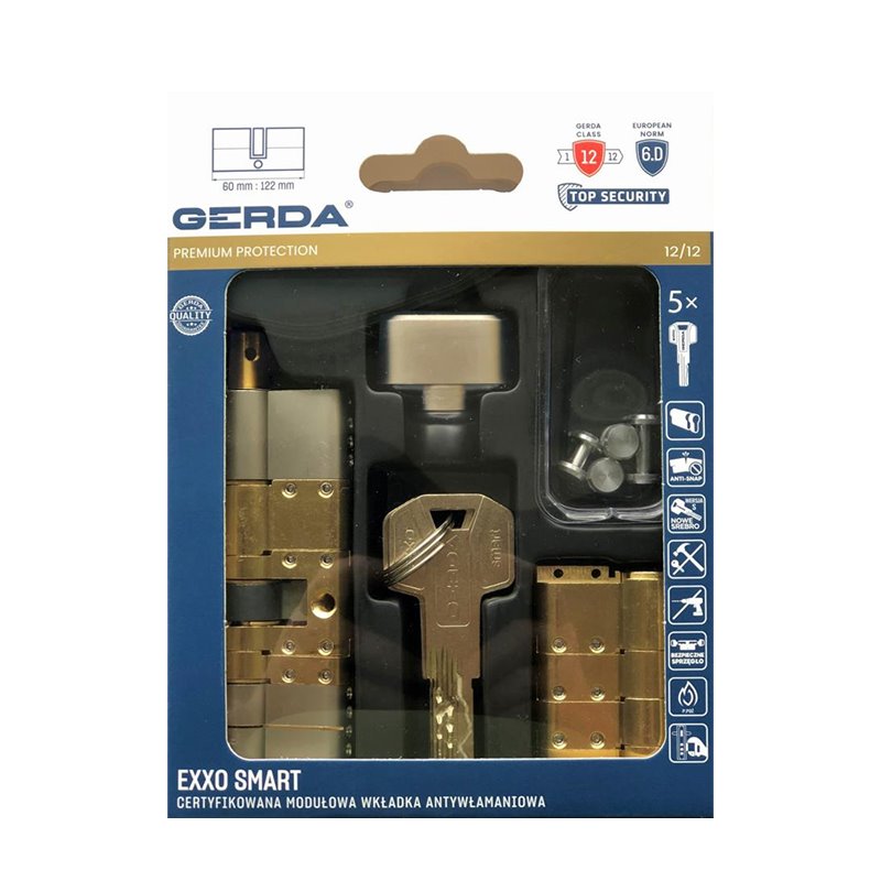 GERDA EXXO SMART M G61/61 WKŁADKA MODUŁOWA GAŁKA Z BEZP. SPRZĘGŁEM, NIKIEL SATYNA GERDA EXXO SMART M G61/61 WKŁADKA MODUŁOWA GAŁKA Z BEZP. SPRZĘGŁEM, NIKIEL SATYNA