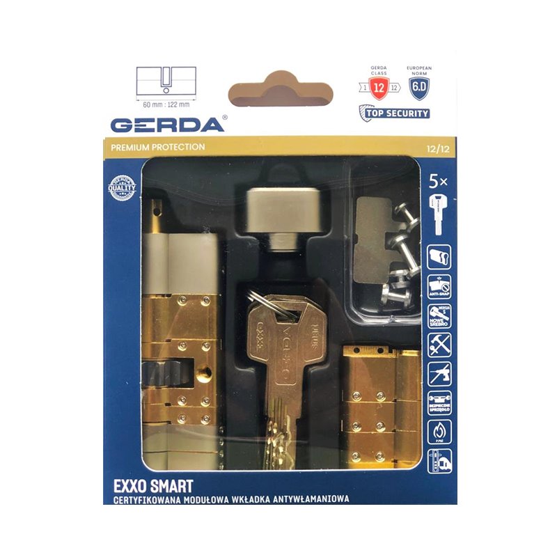 GERDA EXXO SMART M ZG61/61 WKŁADKA MODUŁOWA ZĘBATKA Z GAŁKĄ I BEZP. SPRZĘGŁEM, NIKIEL SATYNA