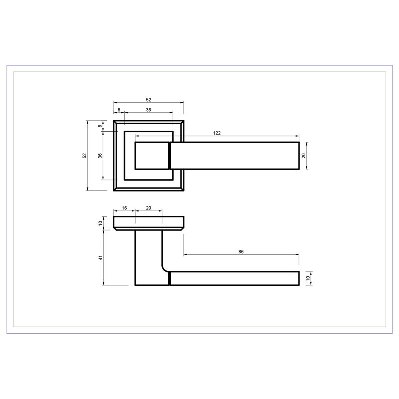 KLAMKA ALUBRASS BRAVO ROZETA KWADRATOWA NIKIEL CHROM KLAMKA ALUBRASS BRAVO ROZETA KWADRATOWA NIKIEL CHROM