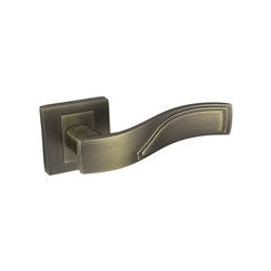 KLAMKA ALUBRASS GRETA ROZETA KWADRATOWA PATYNA MAT BLITZ