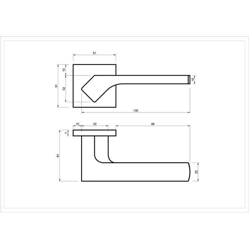 KLAMKA ALUBRASS HANZA SLIM ROZETA KWADRATOWA CHROM MAT KLAMKA ALUBRASS HANZA SLIM ROZETA KWADRATOWA CHROM MAT