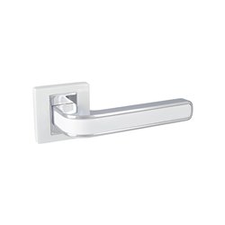 KLAMKA ALUBRASS LOBA ROZETA KWADRATOWA BIAŁY/CHROM BLITZ