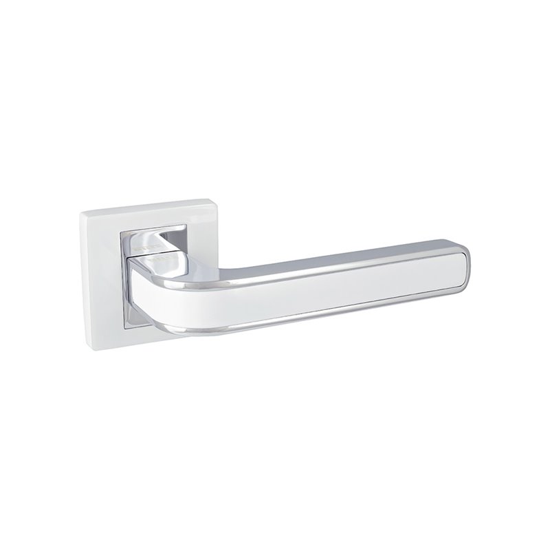 KLAMKA ALUBRASS LOBA ROZETA KWADRATOWA BIAŁY/CHROM BLITZ KLAMKA ALUBRASS LOBA ROZETA KWADRATOWA BIAŁY/CHROM BLITZ