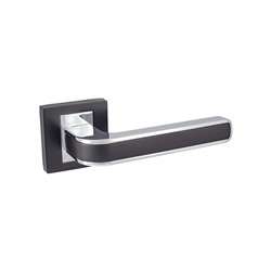 KLAMKA ALUBRASS LOBOS ROZETA KWADRAT CZARNY/CHROM BLITZ