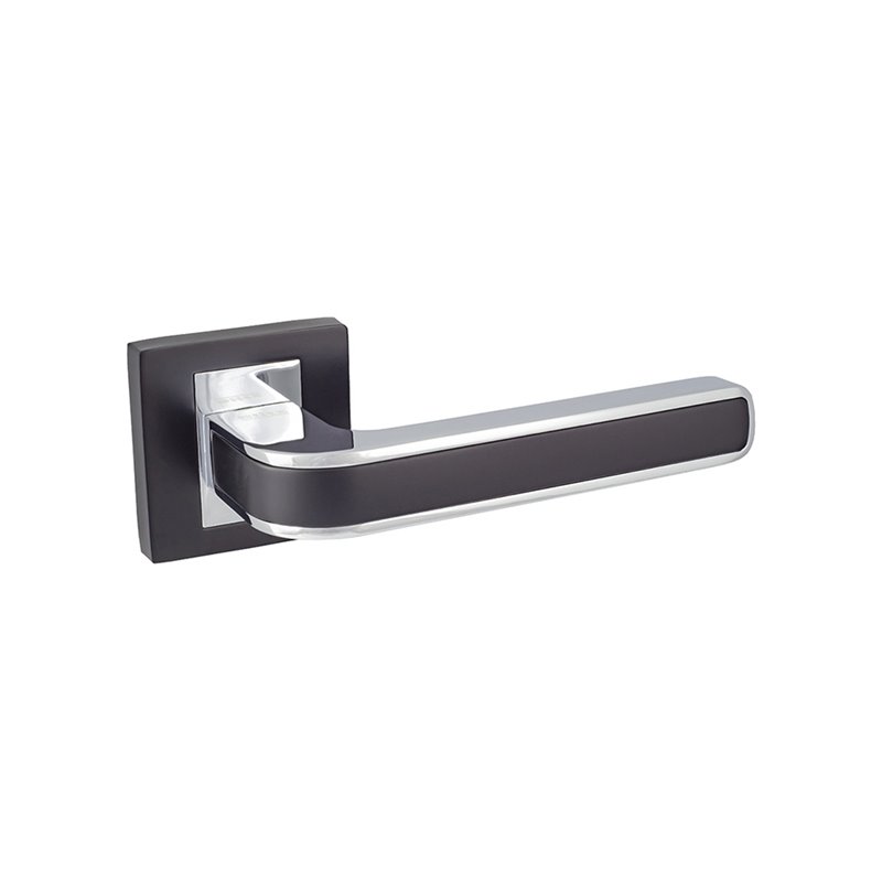 KLAMKA ALUBRASS LOBOS ROZETA KWADRAT CZARNY/CHROM BLITZ KLAMKA ALUBRASS LOBOS ROZETA KWADRAT CZARNY/CHROM BLITZ