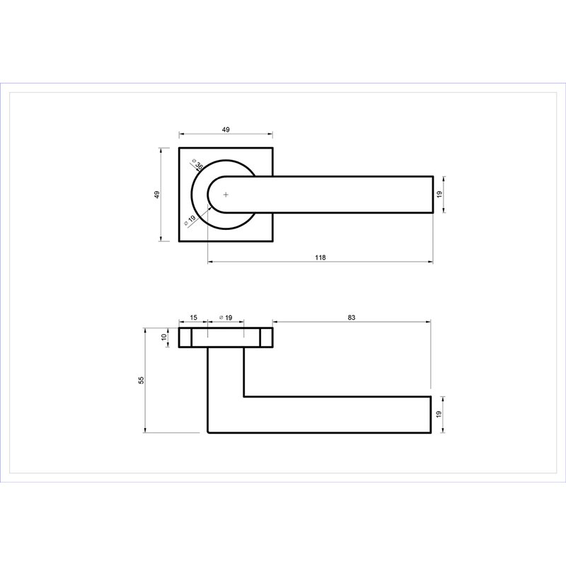 KLAMKA ALUBRASS MATI ROZETA KWADRATOWA CZARNA KLAMKA ALUBRASS MATI ROZETA KWADRATOWA CZARNA