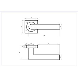 KLAMKA ALUBRASS MATI ROZETA KWADRATOWA NIKIEL CHROM