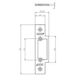 PŁASKOWNIK KRÓTKI BIRA DO ELEKTROZACZEPU Z WYŚLIZGIEM, 120X24X3 MM., STAL NIERDZEWNA