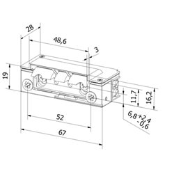 ELEKTROZACZEP HARTTE XS12UW-C WĄSKI Z WYŁĄCZNIKIEM I WYŚLIZGIEM 12V AC/DC