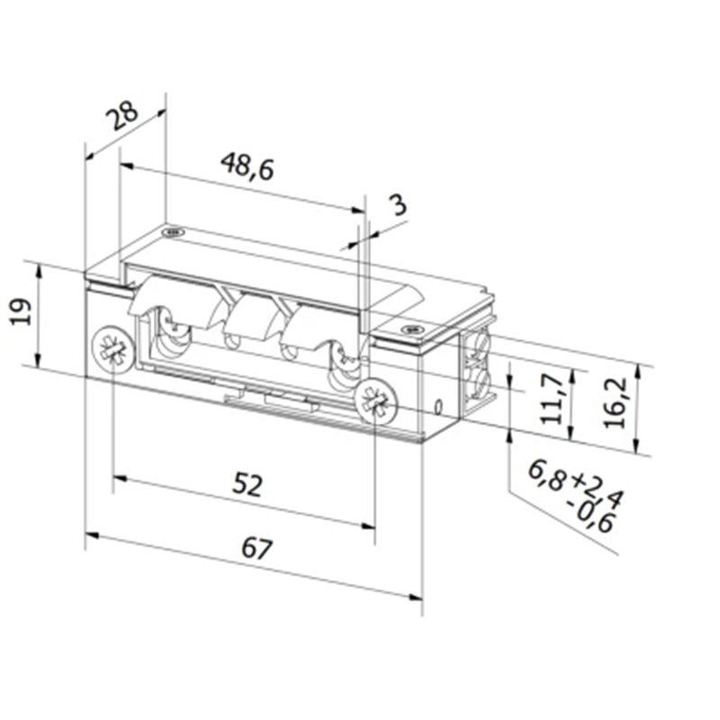 ELEKTROZACZEP HARTTE XS12UW-C WĄSKI Z WYŁĄCZNIKIEM I WYŚLIZGIEM 12V AC/DC
