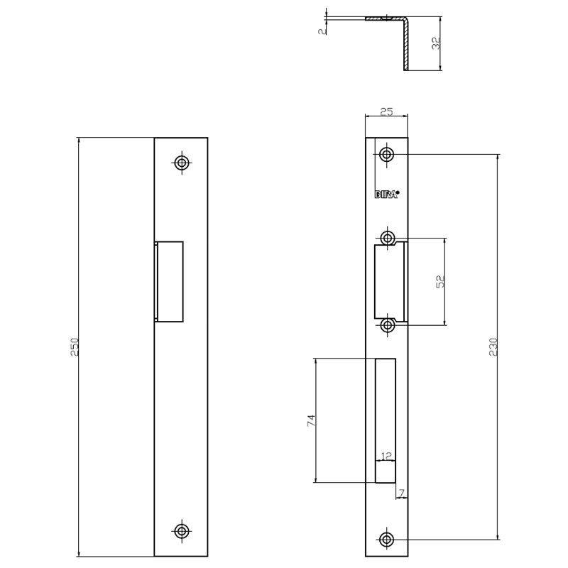 KĄTOWNIK DŁUGI HARTTE 250X25/32X2MM., LEWY, OCYNK KĄTOWNIK DŁUGI HARTTE 250X25/32X2MM., LEWY, OCYNK