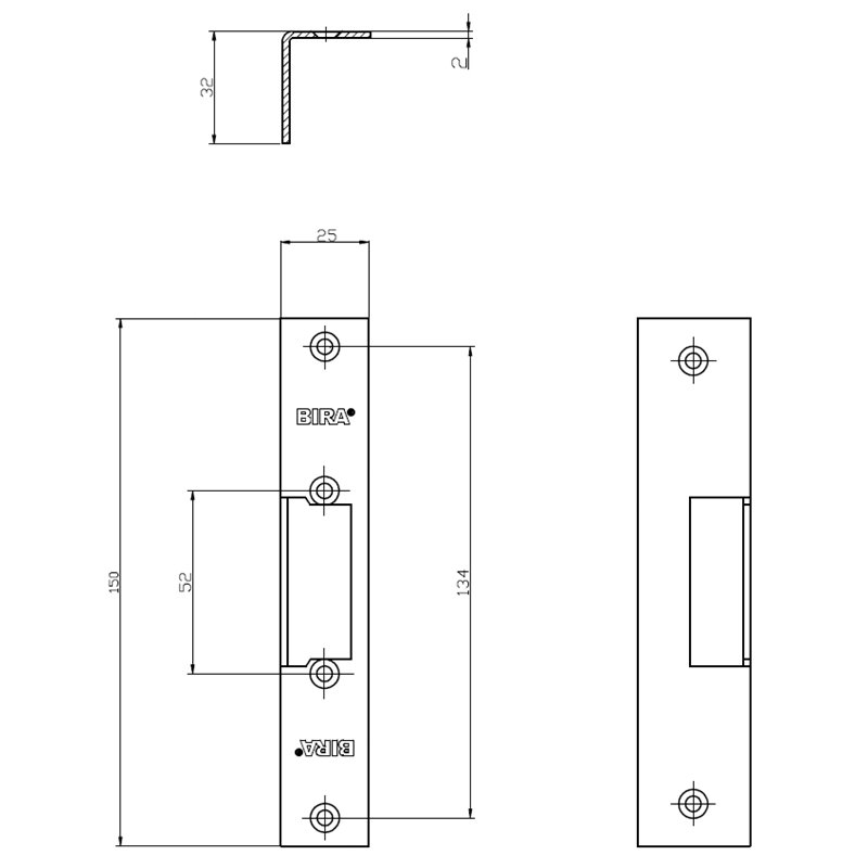 KĄTOWNIK KRÓTKI BIRA 150X25/32X2 MM., OCYNK