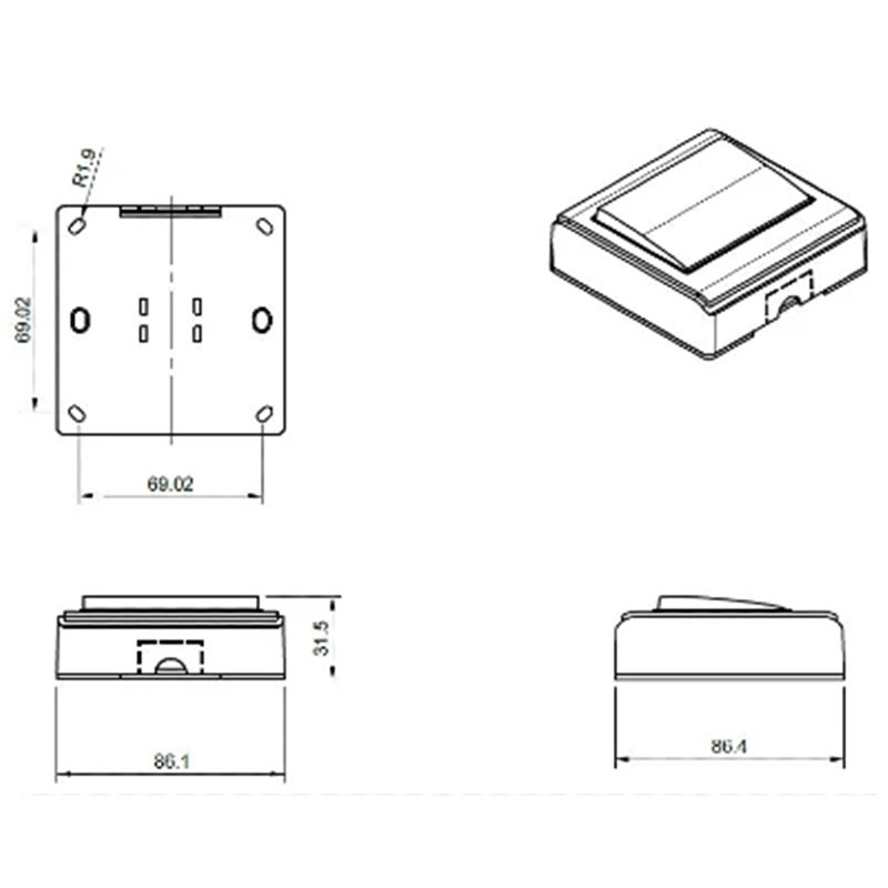 PRZYCISK WYJŚCIA HARTTE EB02 NATYNKOWY, DOTYKOWY