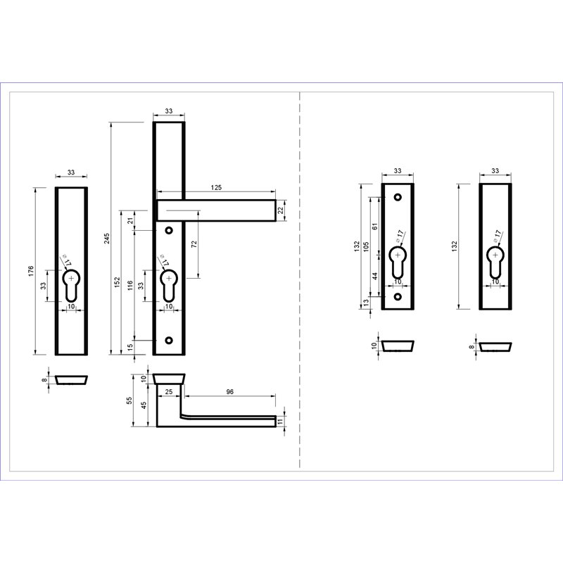 KOMPLET ALUBRASS OKUĆ Z ROZETAMI THEO SLIM F9 - TYTAN + SZYLD 105 KOMPLET ALUBRASS OKUĆ Z ROZETAMI THEO SLIM F9 - TYTAN + SZYLD 105
